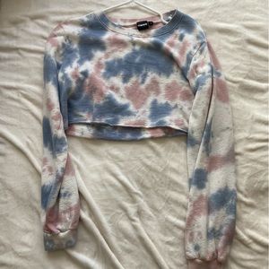 Moto b tie dye cropped crew neck
